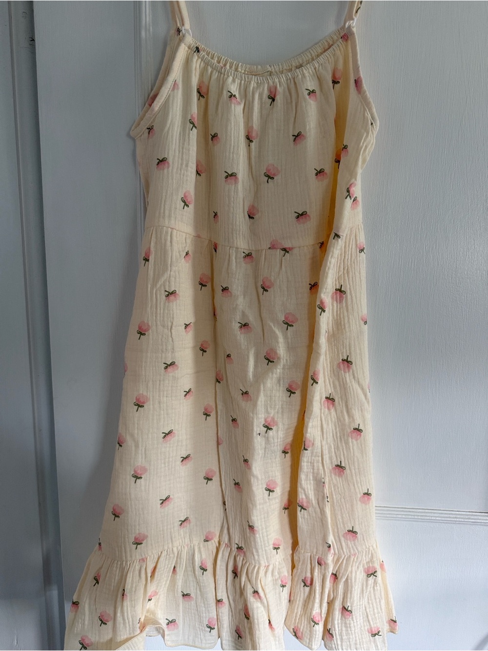 Sleeveless Cream Sundress with Pink Floral Print - Picture 5 of 6